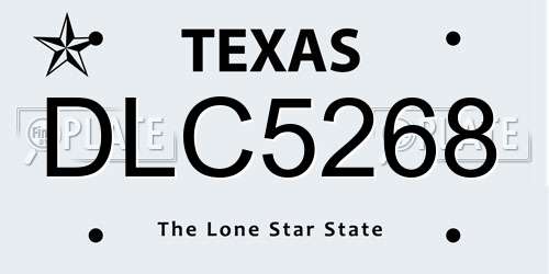 DLC5268 Texas License Plate