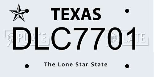 DLC7701 Texas License Plate