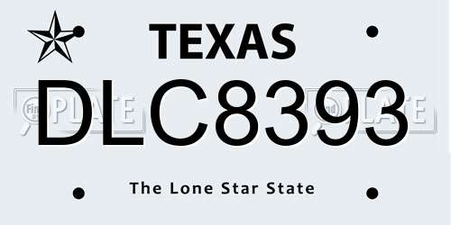 DLC8393 Texas License Plate