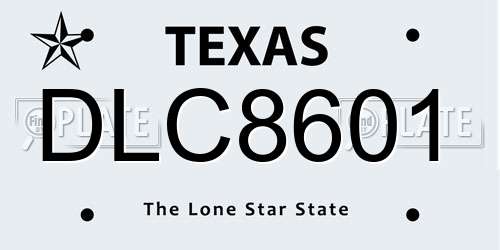 DLC8601 Texas License Plate