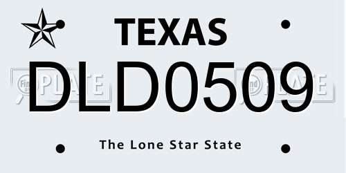 DLD0509 Texas License Plate