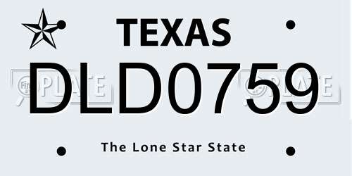 DLD0759 Texas License Plate