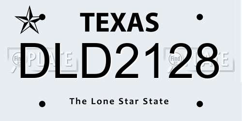 DLD2128 Texas License Plate