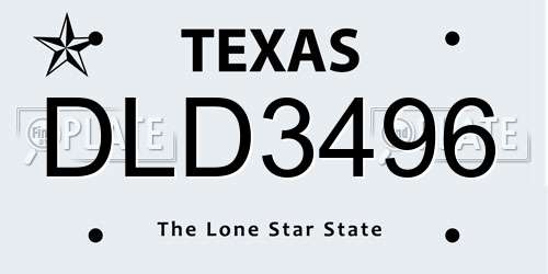 DLD3496 Texas License Plate