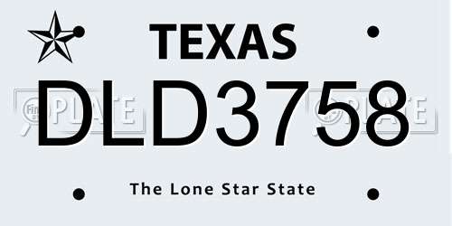 DLD3758 Texas License Plate