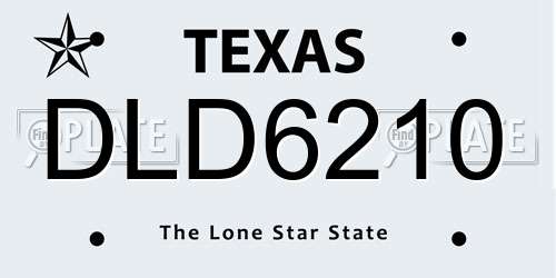 DLD6210 Texas License Plate