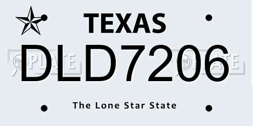 DLD7206 Texas License Plate