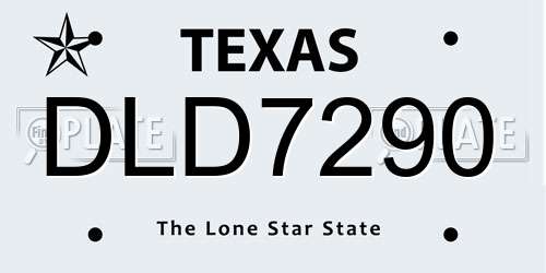 DLD7290 Texas License Plate