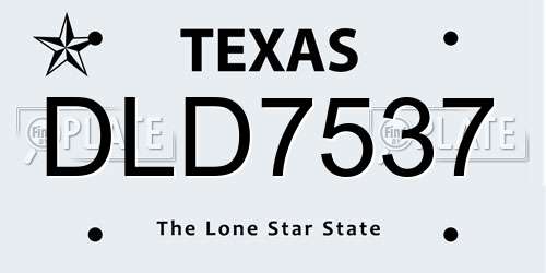 DLD7537 Texas License Plate