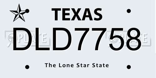 DLD7758 Texas License Plate