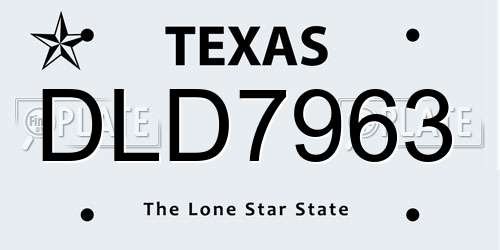 DLD7963 Texas License Plate