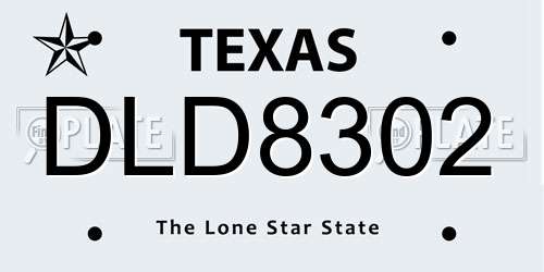 DLD8302 Texas License Plate