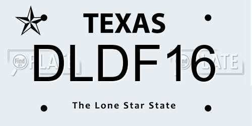 DLDF16 Texas License Plate