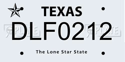 DLF0212 Texas License Plate