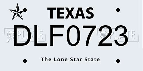 DLF0723 Texas License Plate