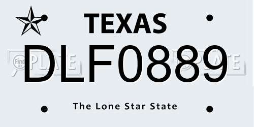 DLF0889 Texas License Plate