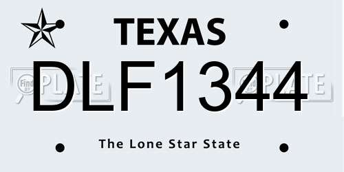 DLF1344 Texas License Plate
