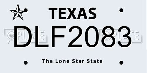DLF2083 Texas License Plate