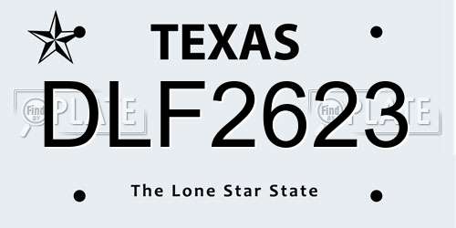 DLF2623 Texas License Plate