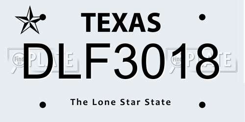 DLF3018 Texas License Plate