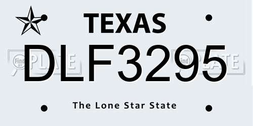 DLF3295 Texas License Plate