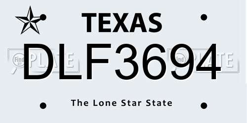 DLF3694 Texas License Plate