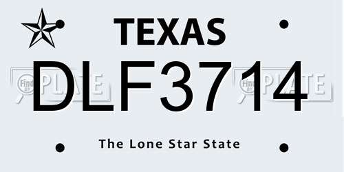 DLF3714 Texas License Plate