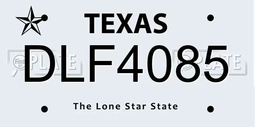 DLF4085 Texas License Plate