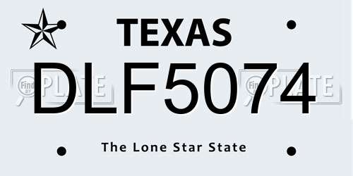 DLF5074 Texas License Plate
