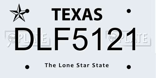 DLF5121 Texas License Plate