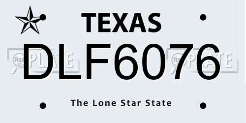DLF6076 Texas License Plate