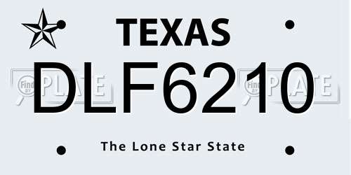 DLF6210 Texas License Plate