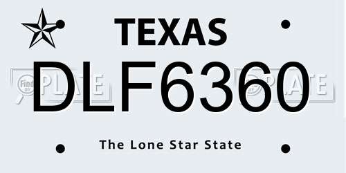 DLF6360 Texas License Plate