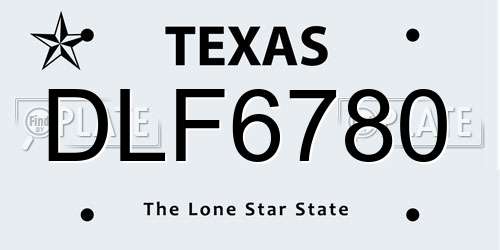 DLF6780 Texas License Plate