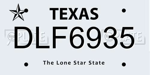 DLF6935 Texas License Plate