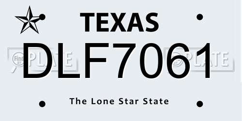 DLF7061 Texas License Plate