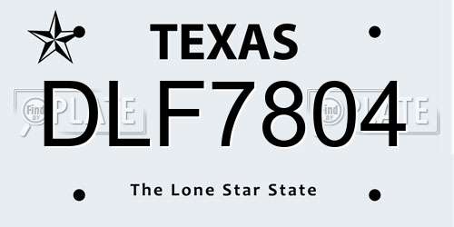 DLF7804 Texas License Plate