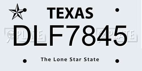 DLF7845 Texas License Plate