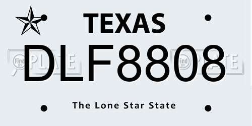 DLF8808 Texas License Plate