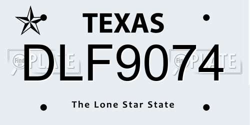 DLF9074 Texas License Plate