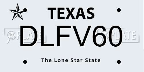 DLFV60 Texas License Plate
