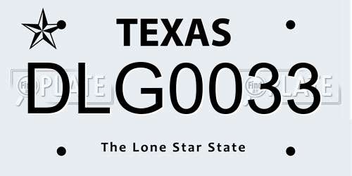 DLG0033 Texas License Plate