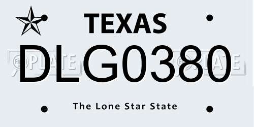 DLG0380 Texas License Plate
