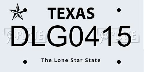 DLG0415 Texas License Plate