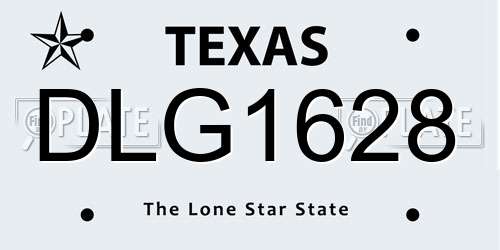 DLG1628 Texas License Plate