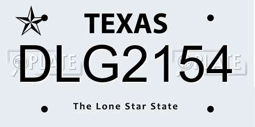 DLG2154 Texas License Plate