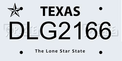 DLG2166 Texas License Plate