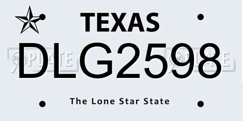 DLG2598 Texas License Plate