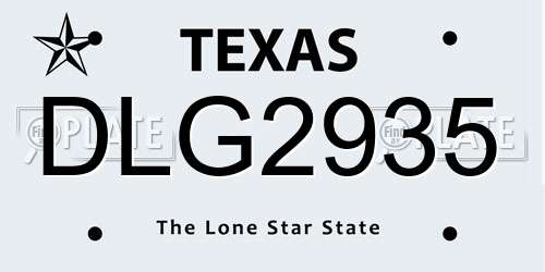 DLG2935 Texas License Plate