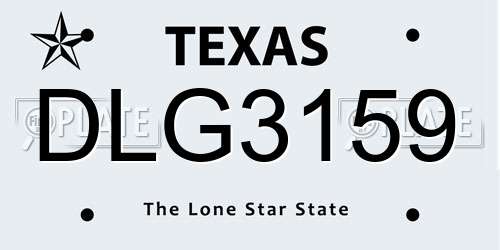DLG3159 Texas License Plate